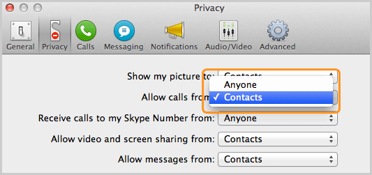 skype for mac contacts